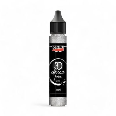 Dekorační 3D pero, 30 ml, Glitrové stříbrná