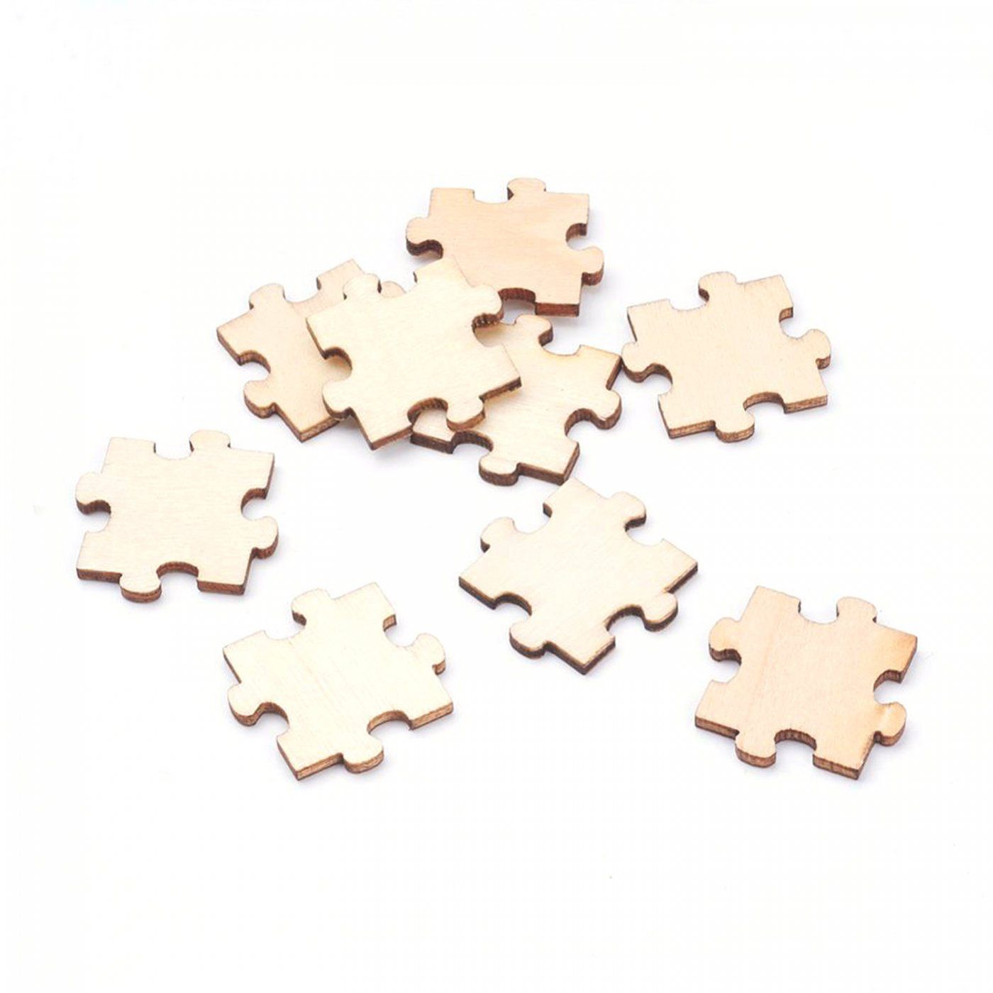 Dřevěné ozdoby, puzzle, 10 ks