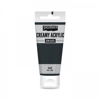 Akrylová barva krémová, pololesklá, černá, 60 ml