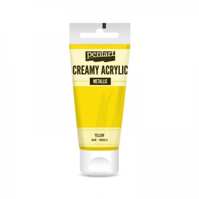 Akrylová barva krémová, pololesklá, žlutá, 60 ml
