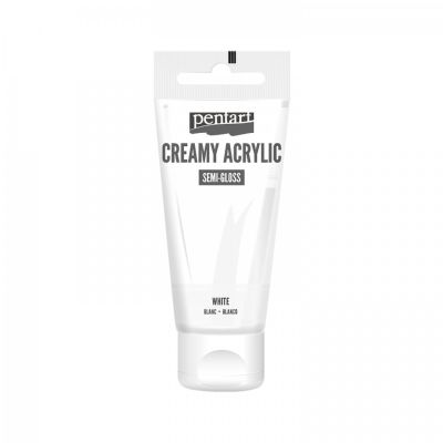 Akrylová barva krémová, pololesklá, bílá, 60 ml