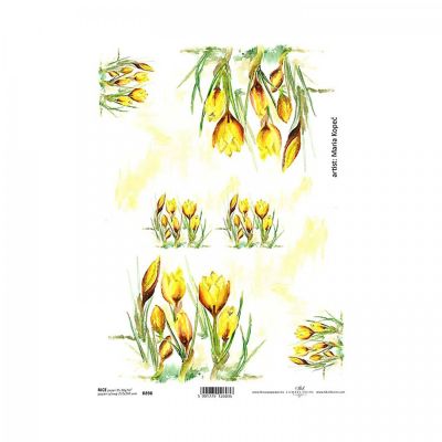 Rýžový papír na decoupage, A4, žlutý tulipán
