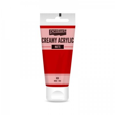 Akrylová barva krémová, matná, červená, 60 ml