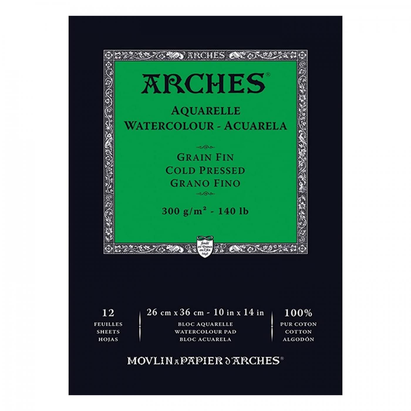 Arches skicák na akvarel CP, jemný, 26 x 36 cm, 300g, 12 listů