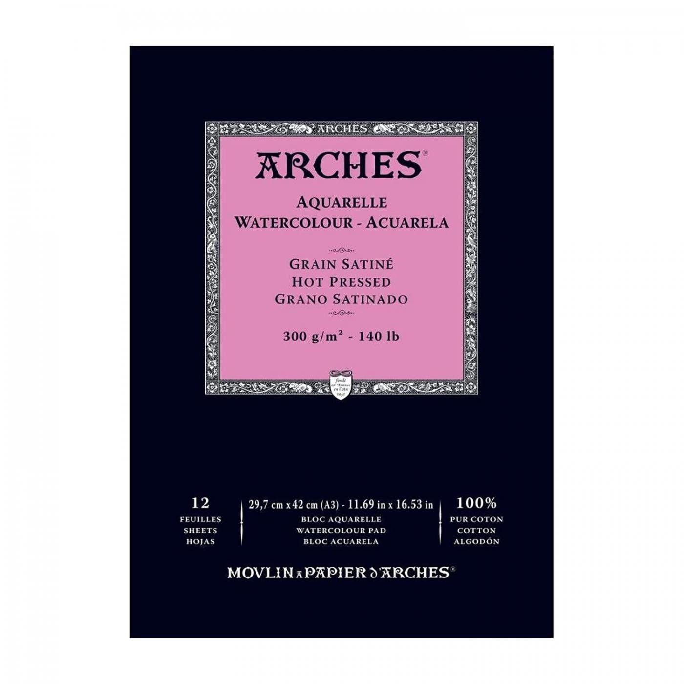 Arches skicák na akvarel HP, 29,7 x 42 cm, 300 g, 12 listů
