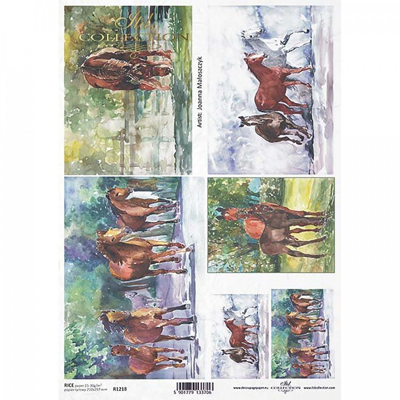 Rýžový papír na decoupage, A4, koně