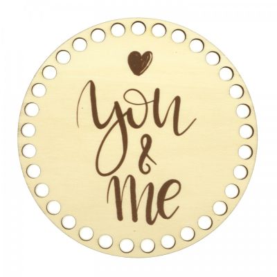 Dřevěné dno s potiskem, kruh, 15 cm, You &amp; Me