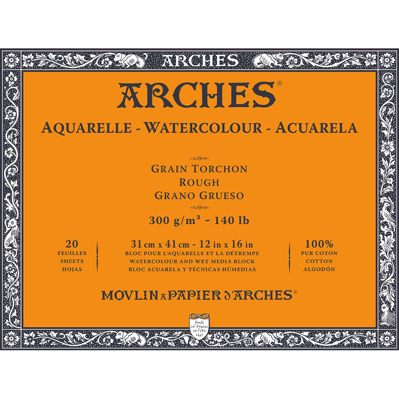Arches skicák na akvarel, rough, 31 x 41 cm, 300 g, 20 listů
