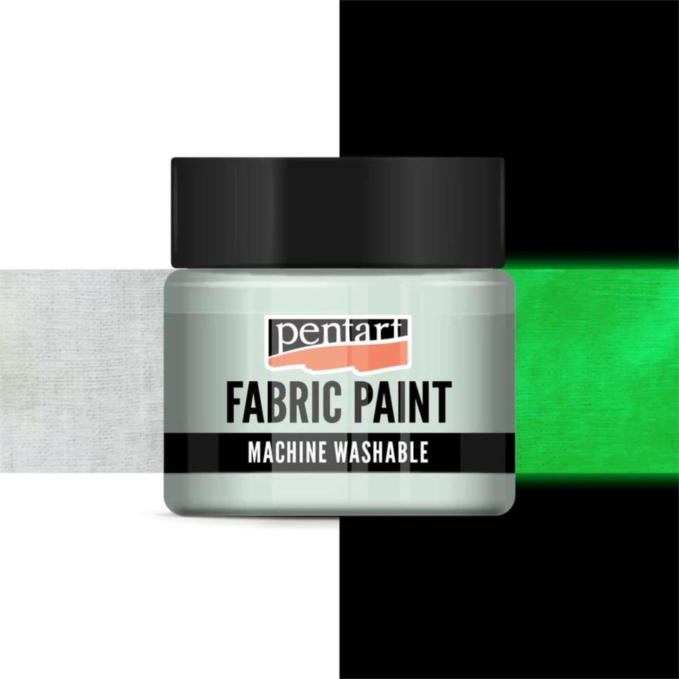 Barva na textil, 30 ml, neprůhledná, světle zelená, svítící ve tmě