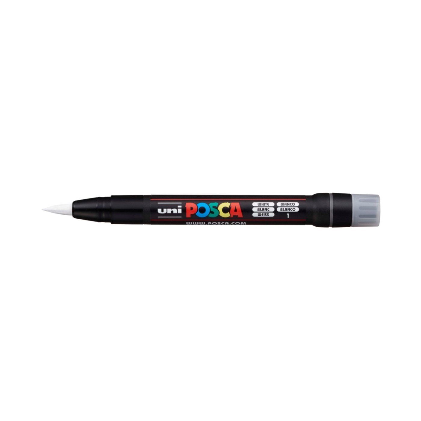 Popisovač UNI POSCA se štětcovým hrotem, bílý