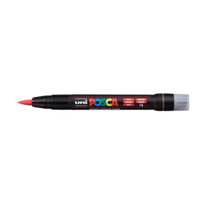 Popisovač UNI POSCA se štětcovým hrotem, červený