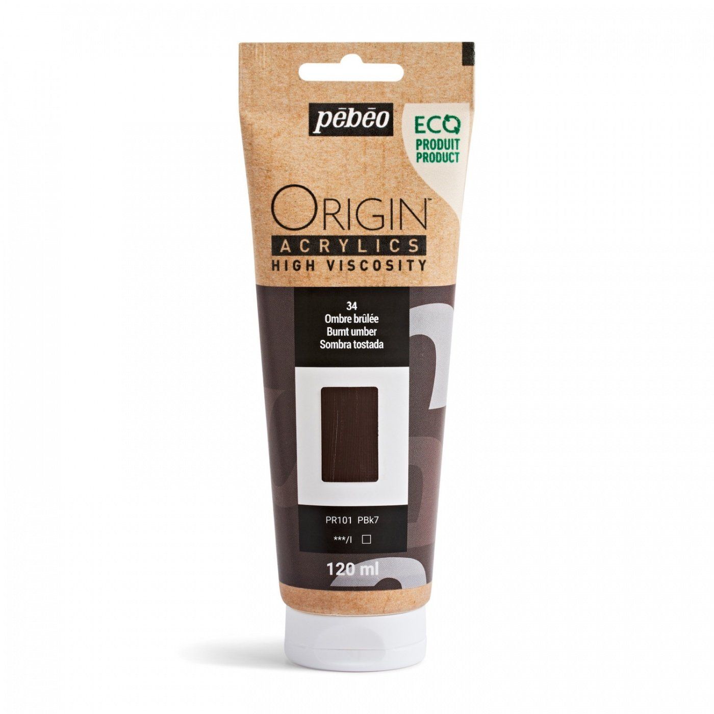 Origin Akrylové barvy, 120 ml, pálená umbra