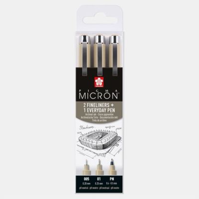 SAKURA Pigma Micron fineliner, sada Architektura 3 ks
