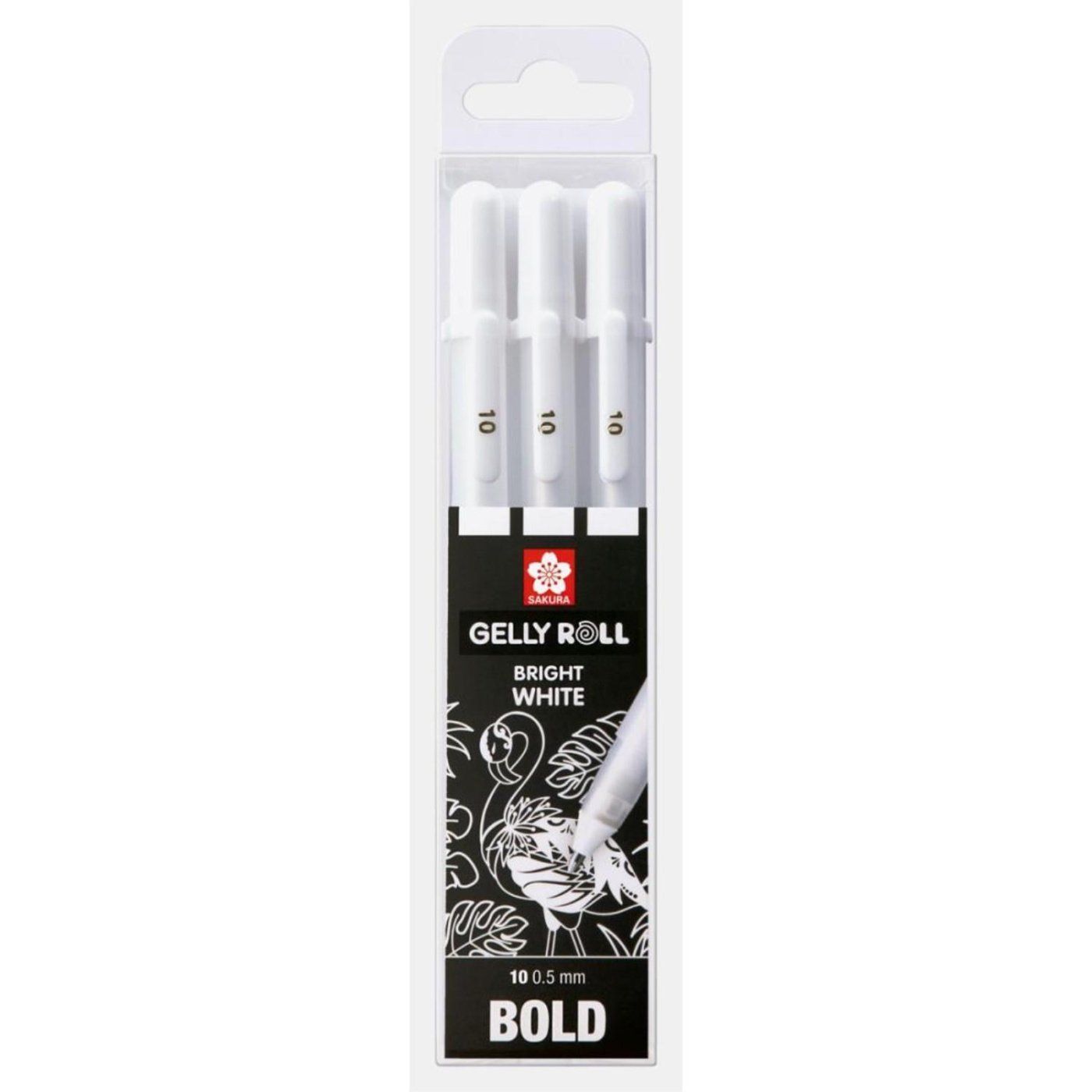 Gelové pero SAKURA 3 ks, bílé bold