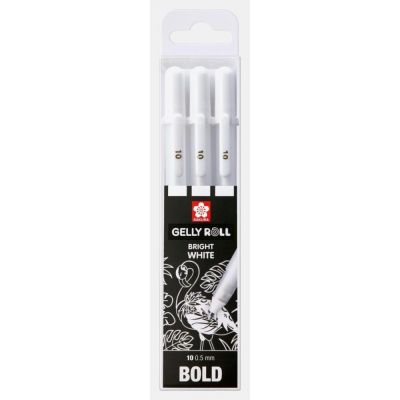 Gelové pero SAKURA 3 ks, bílé bold