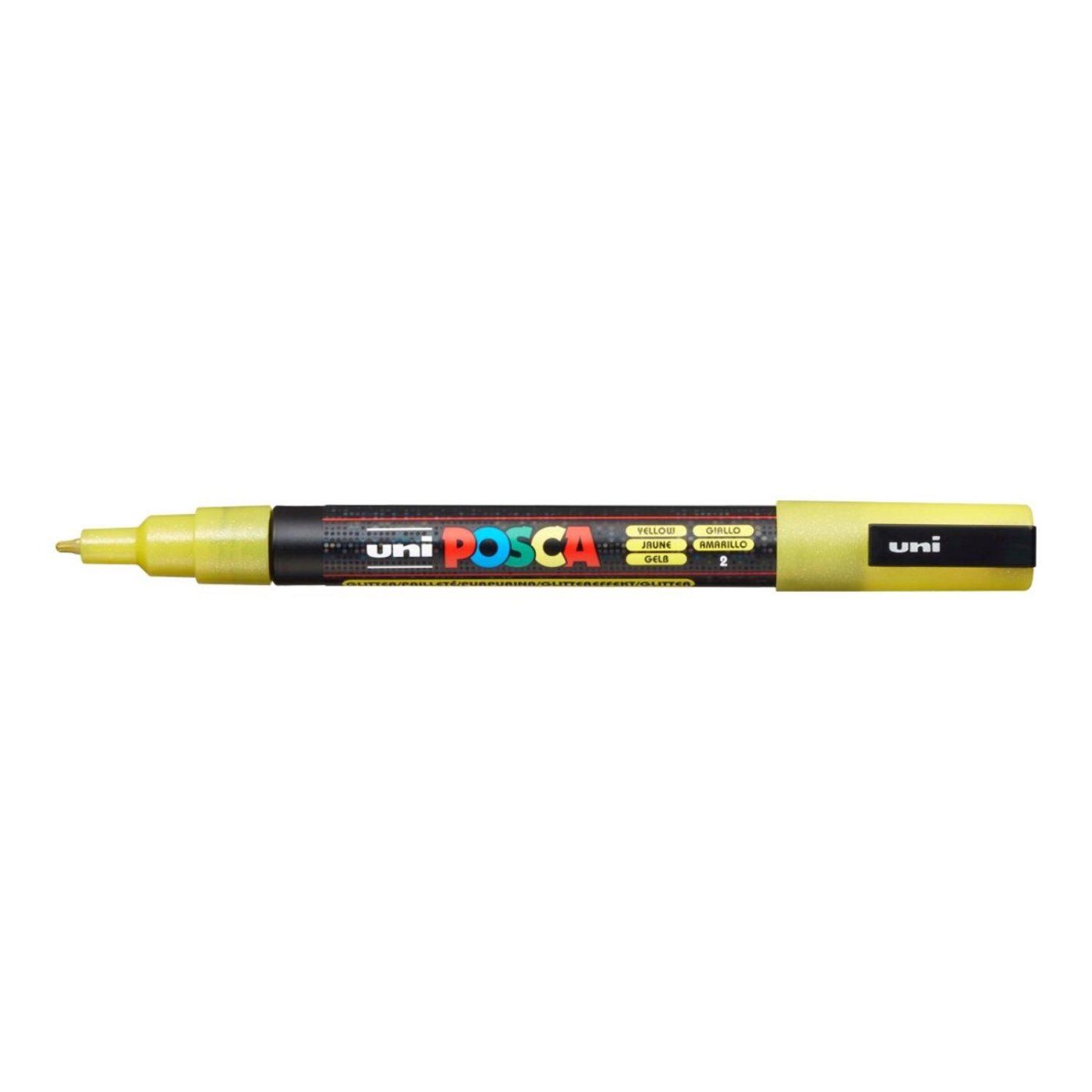 Popisovač Uni Posca PC-3ML, 1,3 mm, žlutý glitter