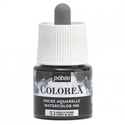 Akvarelový inkoust COLOREX, slonovinově černý 45 ml
