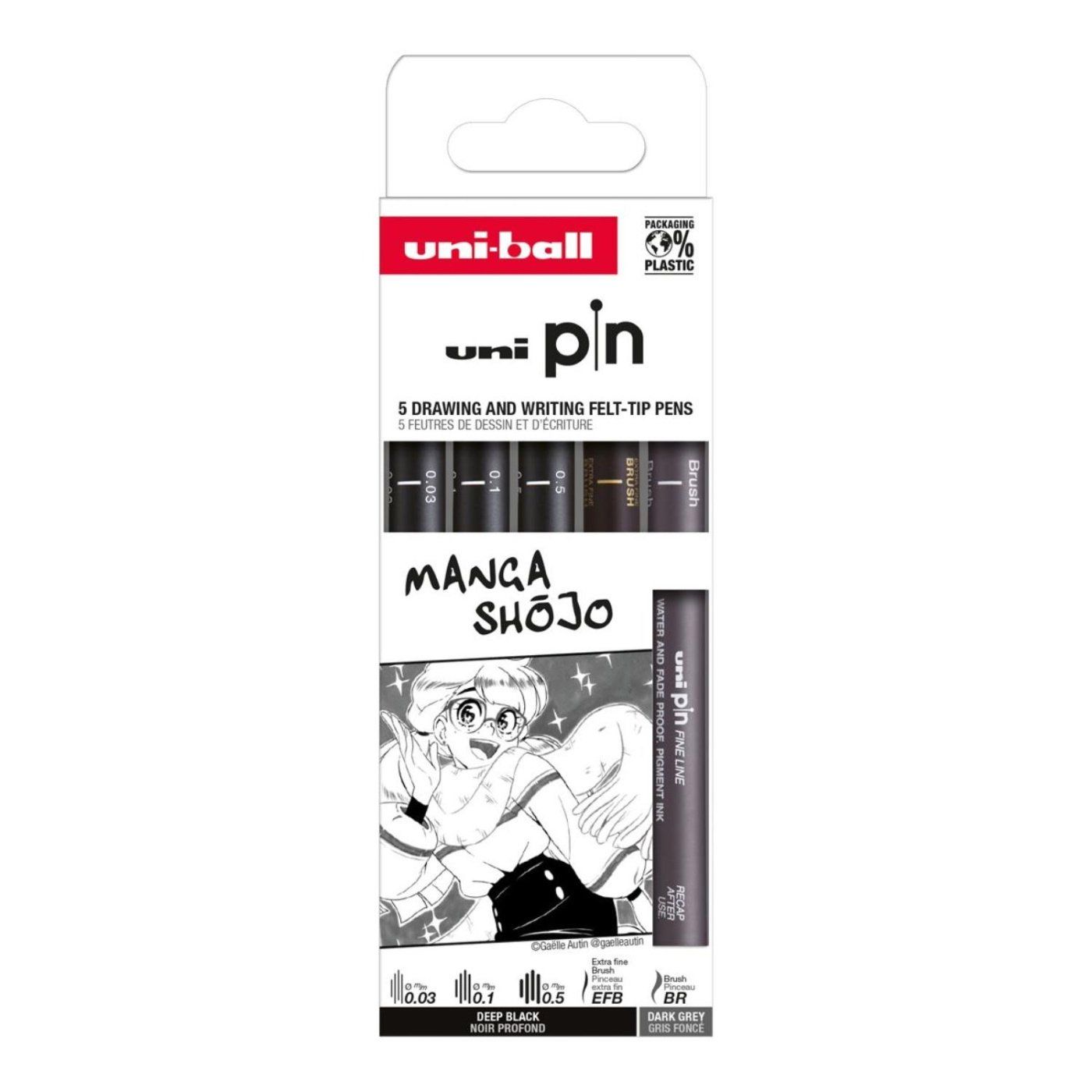 UNI PIN sada 5 pravítek pro kreslení Manga Shojo
