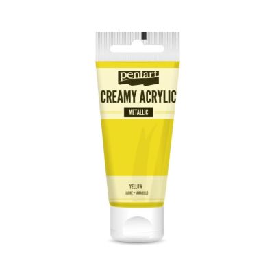 Akrylová barva krémová, metalická, žlutá, 60 ml