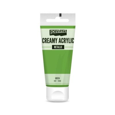 Akrylová barva krémová, metalická, zelená, 60 ml