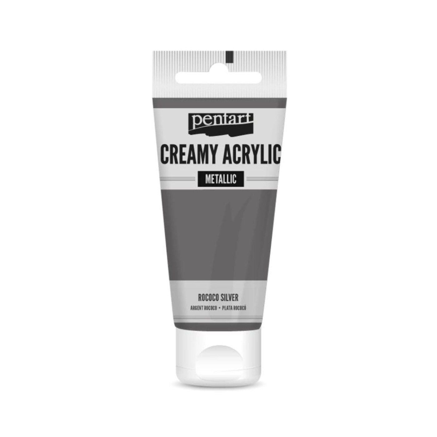 Akrylová barva krémová, metalická, rococo stříbrná, 60 ml