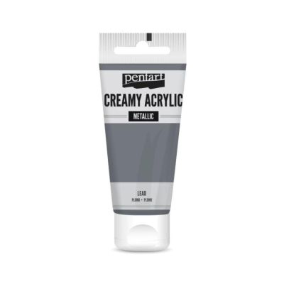 Akrylová barva krémová, metalická, olověná, 60 ml