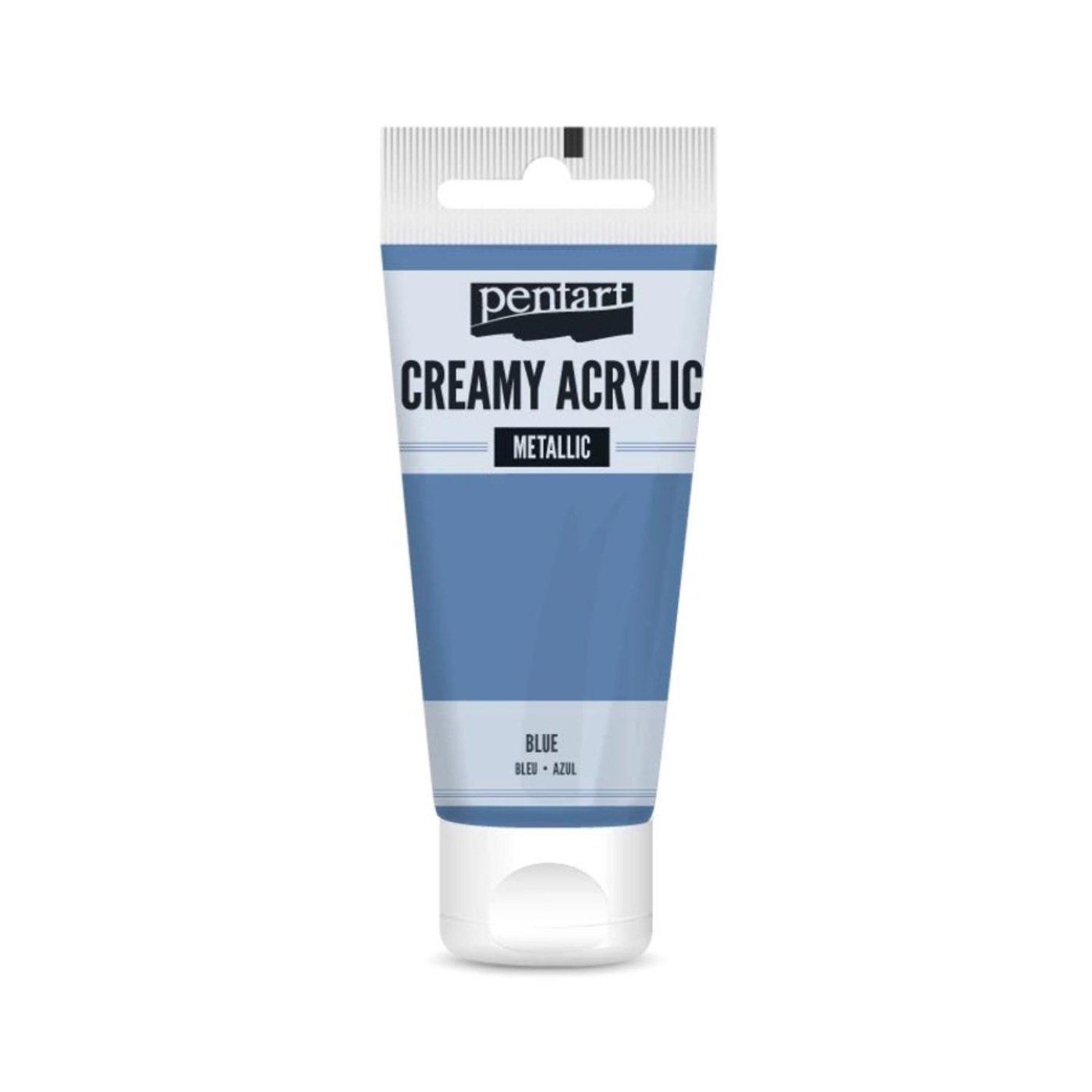 Akrylová barva krémová, metalická, modrá, 60 ml