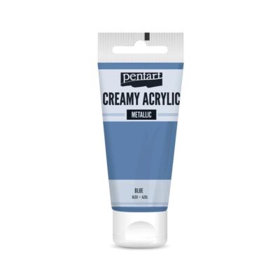 Akrylová barva krémová, metalická, modrá, 60 ml