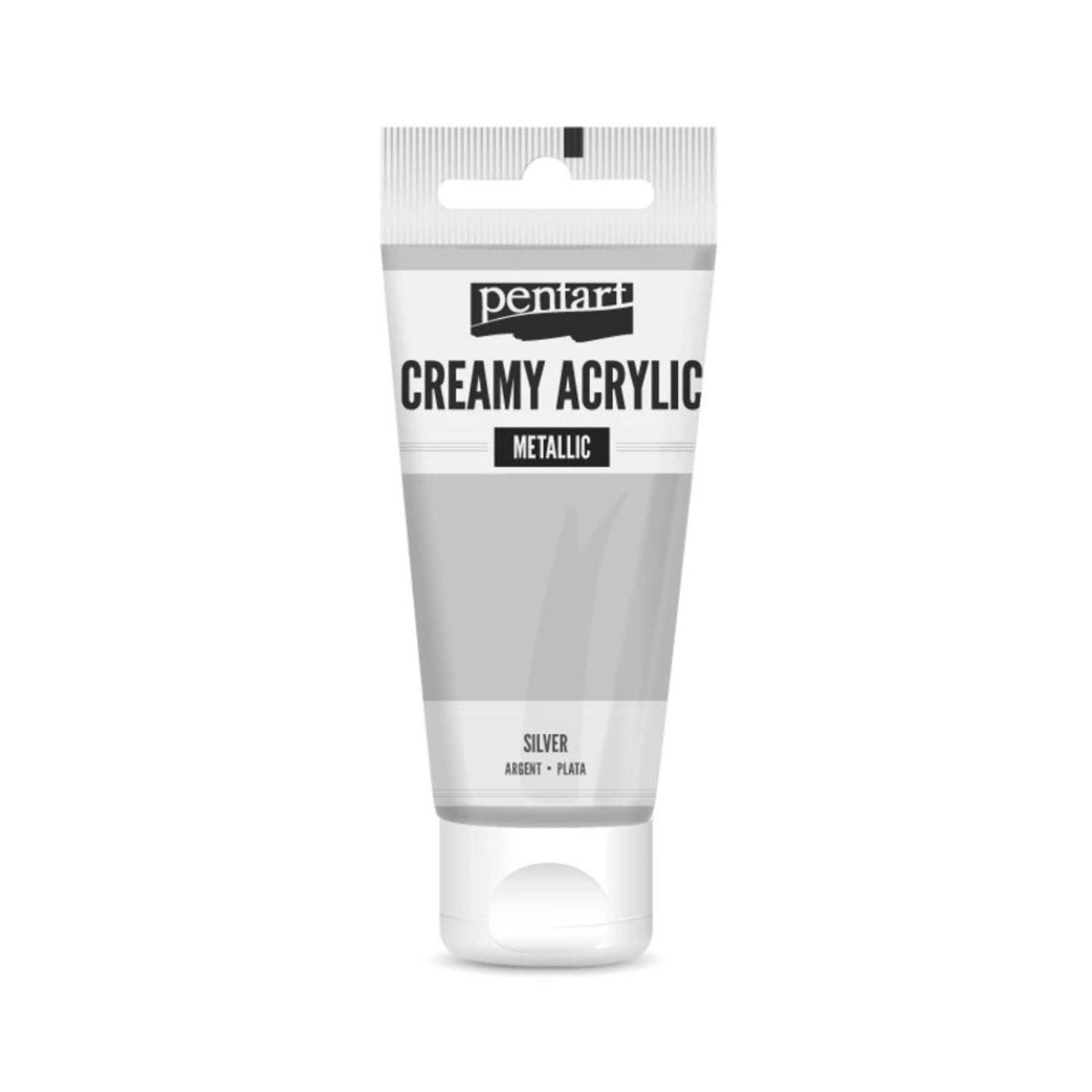 Akrylová barva krémová, metalická, stříbrná, 60 ml