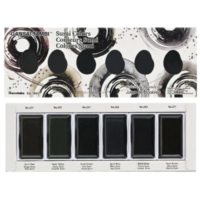 Kuretake, Akvarel Gansai Tambi Sumi Colors, 6 odstínu