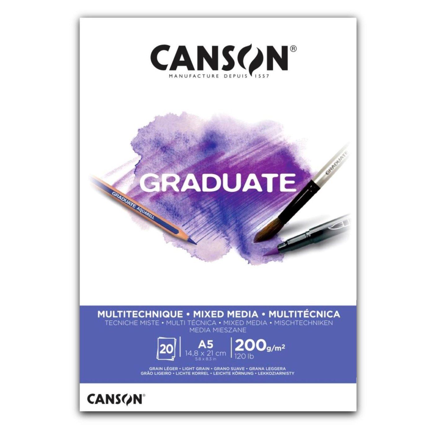 CANSON Skicák Graduate Mixed Media white A5, 200 g, 20 listů